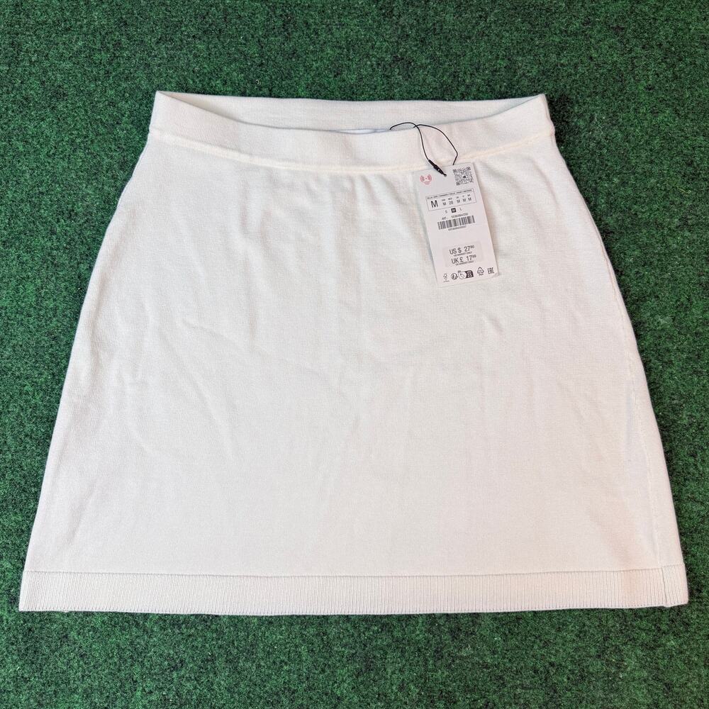 NWT Zara White A-Line Mini Skirt Size M Flat Waistband